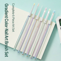 Juego de Pinceles para Uñas Multifuncionales con Soporte OEM, Mango de Plástico de Nailon de Colores, Aplicación Suave, Herramientas para Delineado de Gel Francés
