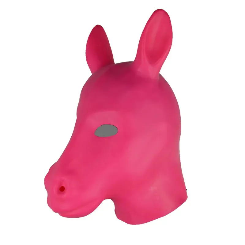 Juguetes sexuales para adultos Fetish Latex Donkey Headgear Cosplay props Latex Hood