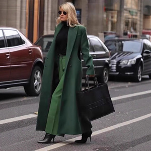 Manteau long en laine pour femme, vert, coupe ample, chaud, vêtement d'extérieur pour l'hiver - Product Image 2