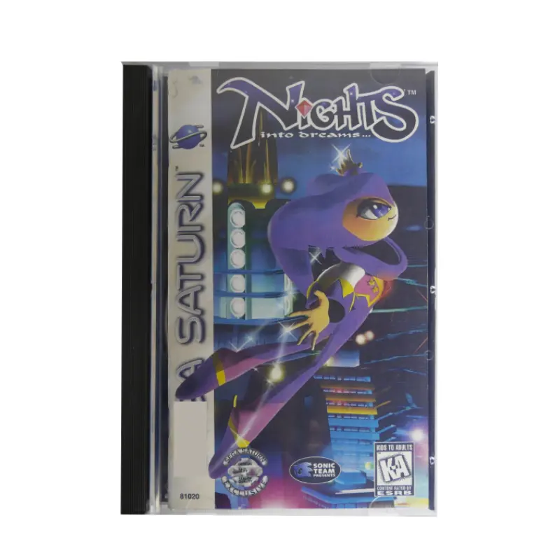 Saturn Disc Game Nights into Dreams con desbloqueo manual Juego de consola Retro Video Lectura directa Game Case Shell