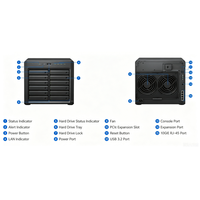 Serveur NAS de stockage massif 12 baies Synology DS2422+ avec interfaces RJ-45 et USB, extensible à 24 baies, pour surveillance et données d'entreprise