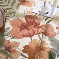 Tapis rond, tapis d'intérieur, floral, lavable, moderne, imprimé de fleurs orientales, antidérapant, pour salon, chambre à coucher, entrée, bureau
