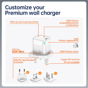 30 Wát USB Loại C PD sạc nhanh tường sạc cho MacBook điện thoại thông minh máy tính bảng QC3.0 USB C <span class=keywords><strong>Adapter</strong></span> gan chất liệu với OTP bảo vệ - Product Image 2