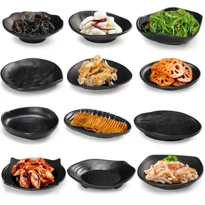 Restaurante Japonês Coreano Melamina Snack Plate Hot Pot Churrasco Barato Preto Snack Aperitivo Placas