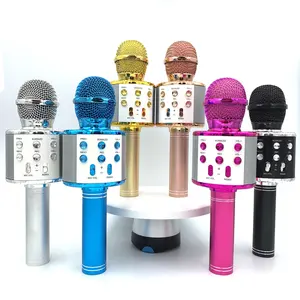 Toptan kondenser mikrofon led-LED yanıp sönen kablosuz kondenser mikrofon 858l stereo cep telefonu kgebo mavi diş canlı karaoke mikrofon