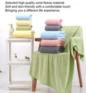 Ensemble de bain jacquard antibactérien écologique de haute qualité, en polaire corail épaissie, serviette de visage douce et absorbante, couleur unie pour - Product Image 3