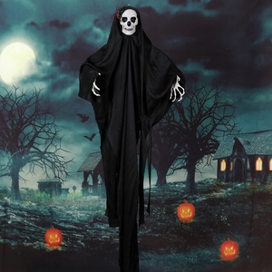 Decorazione di Halloween, Fantasma Appeso con Bocca Aperta e Braccia che Piangono, Accessori per Esterni, Teschio Horror in Plastica e Tessuto per Adulti, Jamie Appeso - Product Image 3