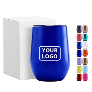 Bicchiere Termico a Forma <span class=keywords><strong>di</strong></span> Uovo in Acciaio Inox 304 da 12oz con Logo Personalizzato, Doppia Parete Isolante e Coperchio - Product Image 1