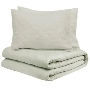 hotel quality 100% cotton solid quilted bedding set hotel bedspread with quilted shams