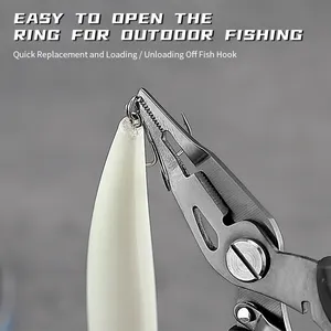 Multifunctional Fishing Accessories Stainless Steel Split Ring Fishing Pliers Fishing Line Cutter With Sheath And Lanyard