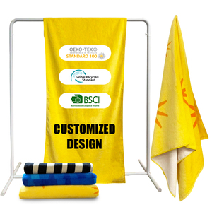100% cotton bãi biển Khăn dệt tùy chỉnh thiết kế lớn quá khổ Jacquard Logo bãi biển Khăn - Product Image 1