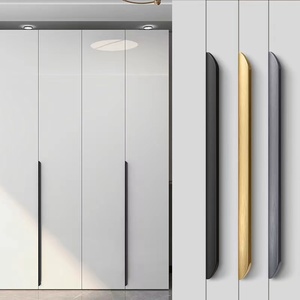 Yatehao Concealed Wardrobe <b>Door</b> Handles Matte <b>Black</b> Gold Brushed Silver Modern Minimalist Cabinet Pulls Surface Mounted - Product Image 2