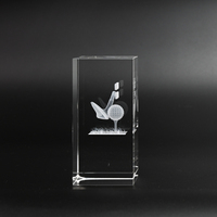 Trophée de golf en cristal K9 en gros, gravure laser 3D personnalisée, logo, bloc cube, récompense, cadeau sportif, souvenir
