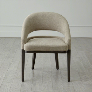 Chaise de salle à manger moderne beige rembourrée avec pieds en bois, fauteuil confortable en tissu pour salle à manger, restaurant, hôtel - Product Image 1