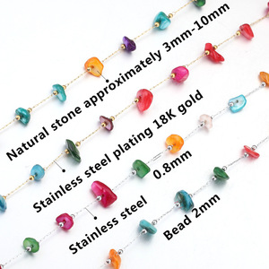 Silver & Gold Plated Stainless Steel <b>Chain</b> with Various Semi-Precious Stone Chips Beaded for DIY Necklace & Bracelet - Product Image 4
