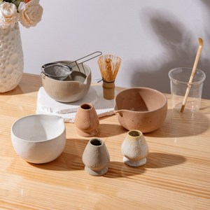 Juego de Té Matcha de Cerámica de 6 Piezas, Diseño Floral Pequeño con Salpicaduras de Tinta, Tazón, Taza de Vidrio y Soporte para Batidor Estilo Japonés (103) - Product Image 2