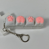 Capuchon de clavier en forme de patte de chat rose pour fille, en silicone souple, pour clavier mécanique, porte-clés, amusant à pincer (non compressé)
