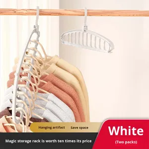 Free Shipping Foldable Multifunction 11-Hole Magic Plastic <strong>Clothes</strong> Hanger Hooks <strong>Rails</strong> <strong>Wall</strong> Hanging Travel Living Room Home - Product Image 3