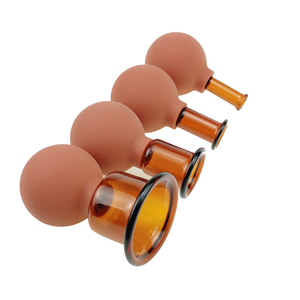 Di alta qualità marrone Anti cellulite vuoto Del Corpo Del Viso Massaggio di Vetro di Aspirazione Coppettazione set di 4pcs-facciale rejuva tazza - Product Image 3