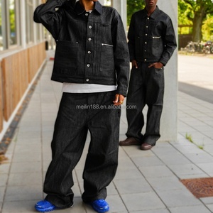 Custom Denim Jacket and Raw Japanese Selvedge Jeans <b>Pants</b> Set Two Piece Set High Quality 14oz Heavyweight Jeans Denim Set Men - Product Image 1