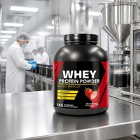 Poudre de protéines de lactosérum instantanée saveur fraise 2 lb, apportant de l'énergie, complément nutritionnel pour adultes, certifié GMP, durée de conservation de 24 mois