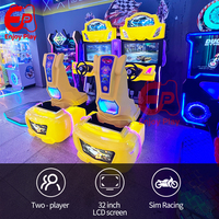 Simulador de Carreras Arcade Comercial para 2 Jugadores con Monedas, Pantalla LCD Dual de 32 Pulgadas, Volante y Pedales de Derrape para Centros de Juego y Centros Comerciales