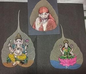 Peinture artisanale haut de gamme à l'effigie de feuilles avec finition texturée détaillée pour la décoration intérieure, les boutiques et le marché des cadeaux - Product Image 2