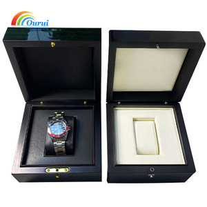 Premium Gloss Lacquer Wood Single Watch Packaging <b>Box</b>, <b>Black</b>/Cream Interior Optional Watch Display <b>Box</b>, High-End Brand Watch Gif - Product Image 1
