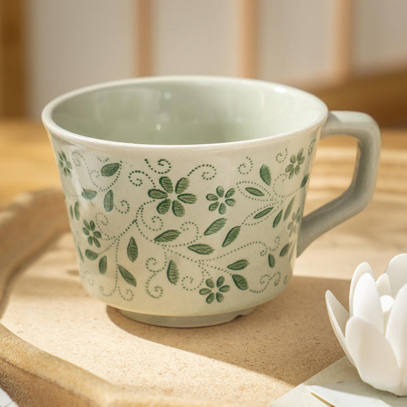 Green Vine Ice Crack Pattern - Single Cup