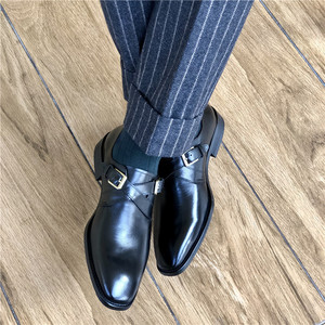 Nouvelle Arrivée Tendance Chaussures Habillées en Cuir Véritable pour Hommes à Double Boucle Monk Strap, Idéales pour Affaires, Mariages et Cérémonies d'Automne - Product Image 4