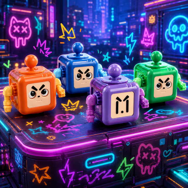 Mini Robot Decompression Toy Funny Expression Fidget Cube Hand Toy Office School Desk Gadget
