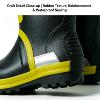 Nouvelles bottes de pompier en caoutchouc noir et jaune, nouvelle semelle extérieure en caoutchouc composite, antidérapantes, imperméables, bottes de sécurité pour le sauvetage incendie