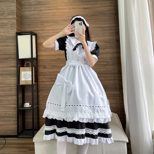 Maid Long Dress Short Sleeve Polyester Costume Crossdressing Cosplay British Butler Japanese Uniform Cute Dress - Product Image 4