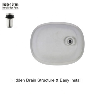 Lavabo en céramique encastré avec drain dissimulé et étagère intégrée pour hôtel et appartement - Product Image 4
