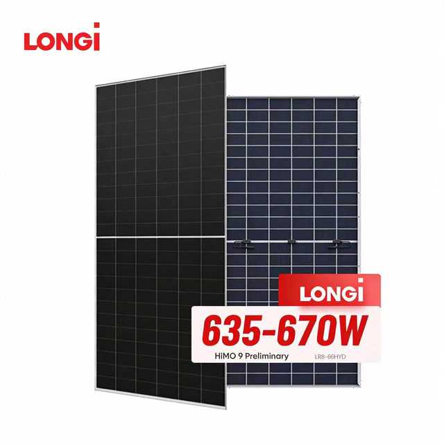 LONGi Factory Direct Hi-MO 9 24.8% Efficiency 635-670W Double Glass Solar Panel LR8-66HYD 12/30 Year Warranty