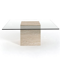 Table de centre en verre cube en travertin Table basse en marbre