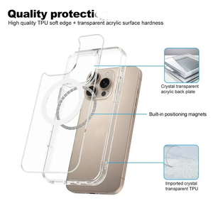 Coque magnétique originale avec bouton de commande de l'appareil photo pour iPhone <span class=keywords><strong>16</strong></span> <span class=keywords><strong>Pro</strong></span> Max <span class=keywords><strong>16</strong></span> Plus, couverture transparente en acrylique pour charge sans fil - Product Image 5