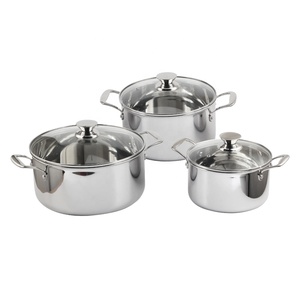 Casserole/marmite française classique à trois plis en acier inoxydable marmite de 6 pintes avec couvercle - Product Image 1