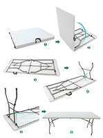 Table de pique-nique rectangulaire portable de haute qualité, 6 pieds, pliable, en plastique, pour le camping en plein air