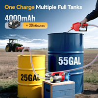 Kit de pompe de transfert de carburant sans fil portable 21V, pompe à siphon électrique pour diesel, essence et huile avec batterie, pompe à carburant auto-amorçante