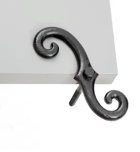 Soportes para perros con obturador negro de 7 pulgadas de largo, estilo S decorativo antiguo, Hardware de amarre de obturador externo negro sólido