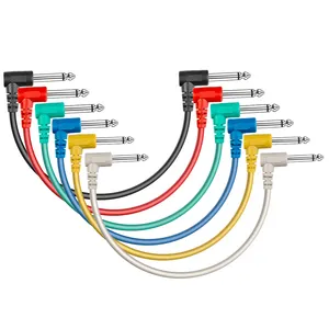 نعومي 6 قطعة/المجموعة متعددة اللون البلاستيك الغيتار التصحيح الكابلات 6.35 بزاوية التوصيل الصوت كابلات ل تأثير الدواسات 6 قطعة/المجموعة