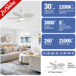 1stshine Unique 52 "Ventilateur de <span class=keywords><strong>plafond</strong></span> <span class=keywords><strong>d</strong></span>écoratif Caractéristiques 5 lames de feuille ABS réalistes Ventilateur de <span class=keywords><strong>plafond</strong></span> LED à intensité variable 3 couleurs - Product Image 3