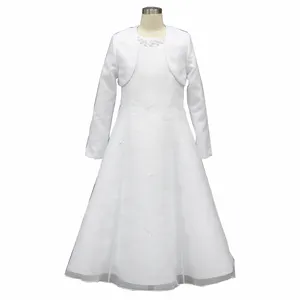 D30569 <span class=keywords><strong>vestido</strong></span> <span class=keywords><strong>blanco</strong></span> <span class=keywords><strong>de</strong></span> primera comunión con chaqueta <span class=keywords><strong>de</strong></span> satén - Product Image 1