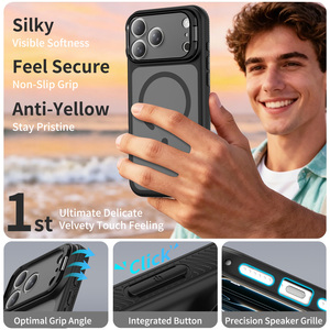 Funda Protectora Premium para Lente Completa de <span class=keywords><strong>iPhone</strong></span> 17 18 Pro Max, Marco Magnético de Metal con Acabado Mate Personalizado y Soporte para Teléfono - Product Image 5