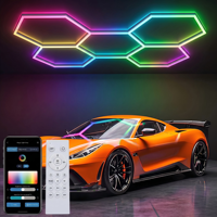 Lampes LED hexagonales RGB pour garage, contrôle par application, éclairage de plafond en nid d'abeille pour le detailing automobile, lampes hexagonales pour le lavage de voitures