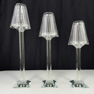 Set di <span class=keywords><strong>3</strong></span> tazze di vetro alto soffiato a mano portacandele a stelo lungo centrotavola portacandele di cristallo MH-TZ0722 - Product Image 5