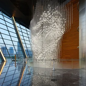 Anpassbare moderne große Hotellobby Hochzeit Luxus Glas langen Kronleuchter