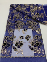 Tissu en dentelle de velours français brodé de luxe NI.AI avec perles et sequins, tissu en dentelle de velours nigérian avec pierres pour robes
