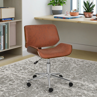 Chaise de bureau exécutive ergonomique moderne avec hauteur réglable, structure en fer et plateau en contreplaqué courbé